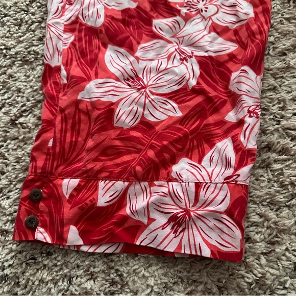 Vintage Sag Harbor Red Tropical Floral Capri Pants Women’s Size 8 Summer Cruise - Picture 7 of 16